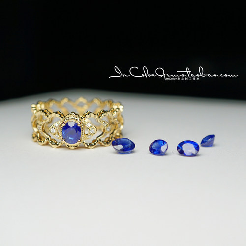 天然k金蓝宝石戒指定制