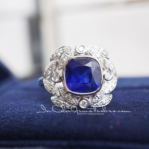 天然蓝宝石18k金镶嵌戒指