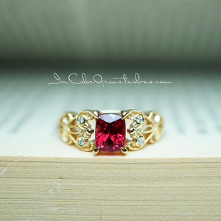 繁·蕾/天然缅甸红尖晶石戒指 18k金配钻石/InColor彩定制