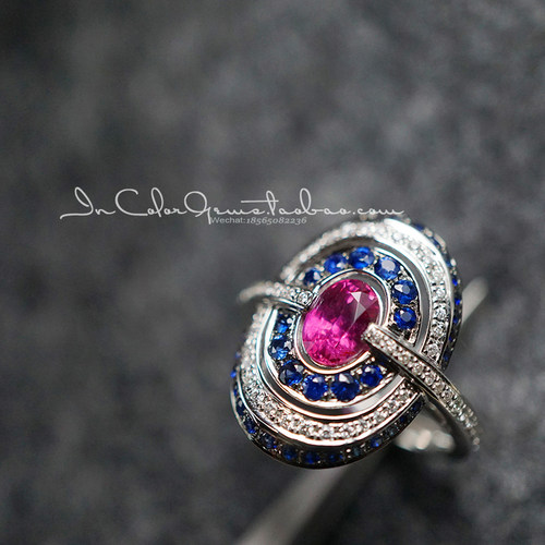 天然无烧18k金蓝宝石戒指定制