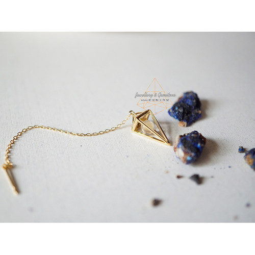 锥/原创设计18k金月光石球 耳环耳线 吊坠  /InColor 彩定制