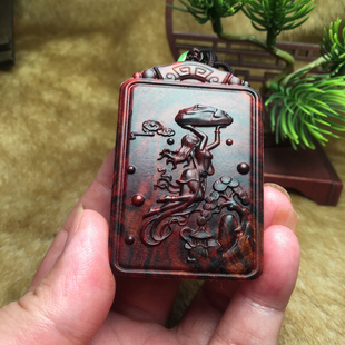 海南黄花梨木雕女娲补天项链吊坠木质精雕护身符佛牌车挂件手把件