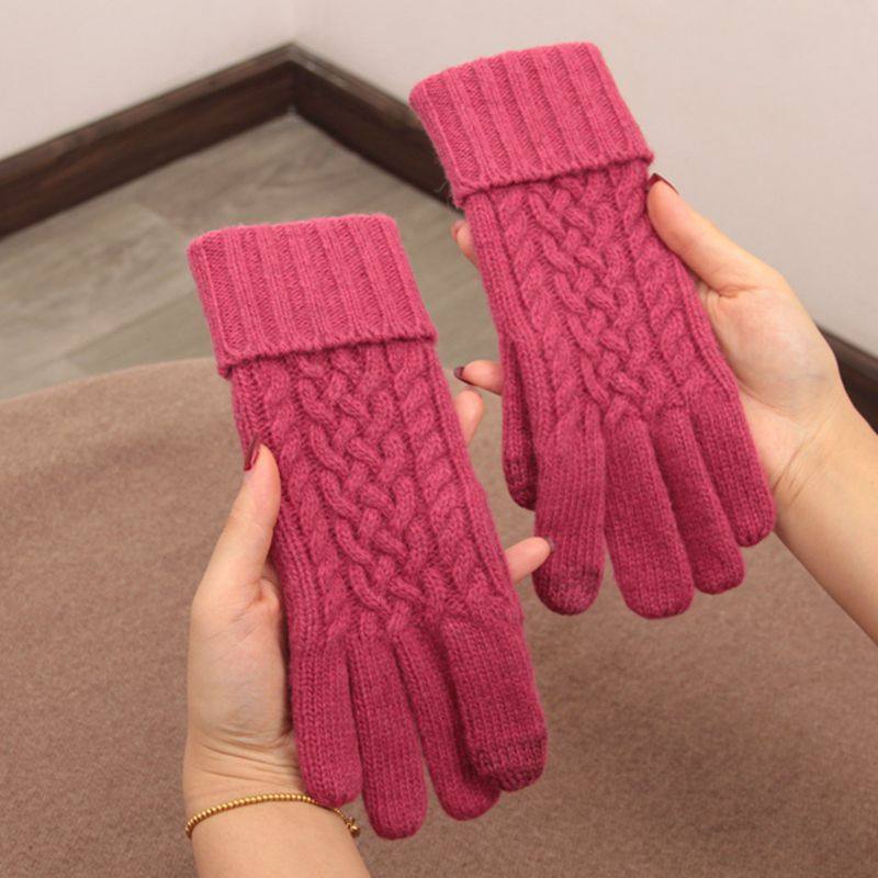 女生羊毛分指纯色简约