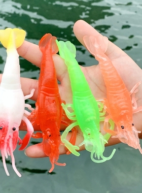 软胶仿真河虾幼儿园儿童玩具彩色小虾米海鲜水产摆件假虾动物模型