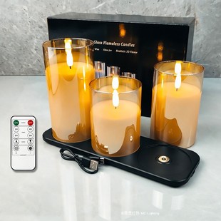 磁吸充电氛围蜡烛灯长续航LED仿真火焰小夜灯情人节浪漫场景布置