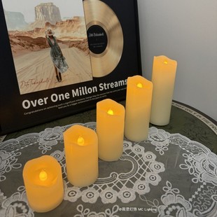 迷你蜡面仿真火焰蜡烛灯桌面摆件节日装 饰浪漫婚礼布置氛围小夜灯