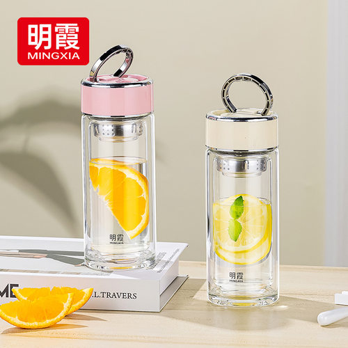 明霞带提环高硼硅女士玻璃水杯