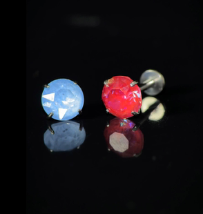 Lumiere 星屿-天青蓝/朱砂红华子耳骨钉f136钛合金针粗1.2x6mm