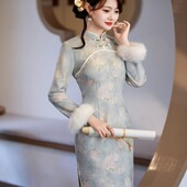 日常可穿秋冬款 新中式 长袖 加绒高端修身 改良年轻长款 旗袍2025新款