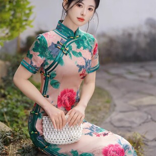 高考旗开得胜旗袍送考妈妈复古民国高端大气走秀日常可穿大码单层