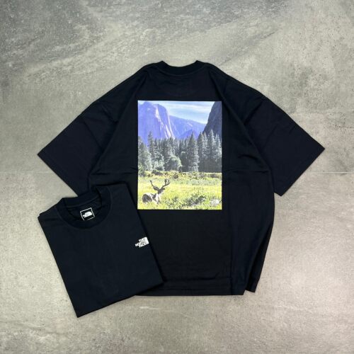 现货特价 TNF日版25约塞米蒂公园风景 山峰logo印花有机棉短袖T恤