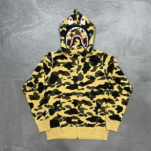 1ST 外套 CAMO BAPE 2022 国内现货 SHARK黄绿迷彩鲨鱼拉链帽衫