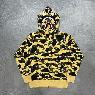 【国内现货】BAPE 2022 1ST CAMO SHARK黄绿迷彩鲨鱼拉链帽衫外套