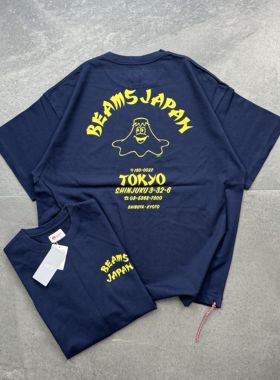 现货BEAMS JAPAN Originl Graphic 24ss日产红绳富士山短袖T恤