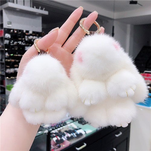 可爱毛绒绒小兔子钥匙扣包包挂件