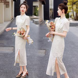 2025夏季新款显瘦减龄新中式改良旗袍半身裙国风套装裙子两件套女
