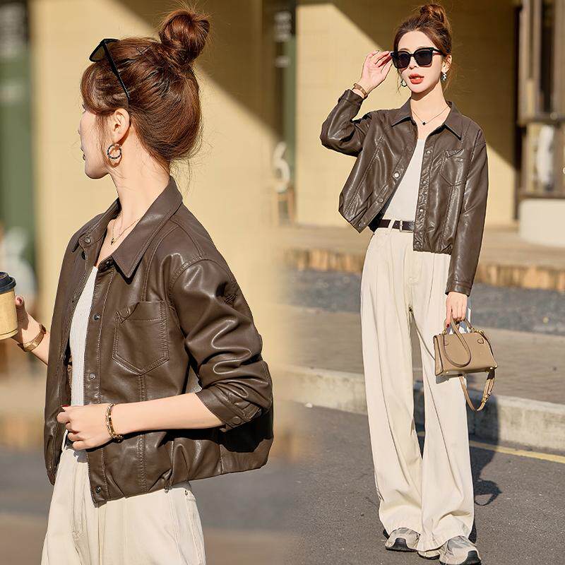 欧货皮衣外套女2025春秋新短款高级感韩版复古港风PU夹克上衣干练