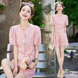 小香风气质名媛阔腿短裤套装女夏装新款网红高级感小洋装两件套