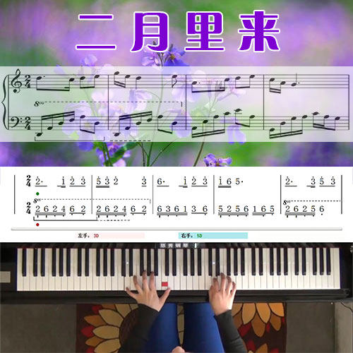 二月里来 五线谱简谱钢琴教学课程 悠秀