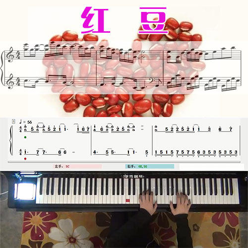 红豆(王菲)_五线谱简谱钢琴教学课程_悠秀钢琴