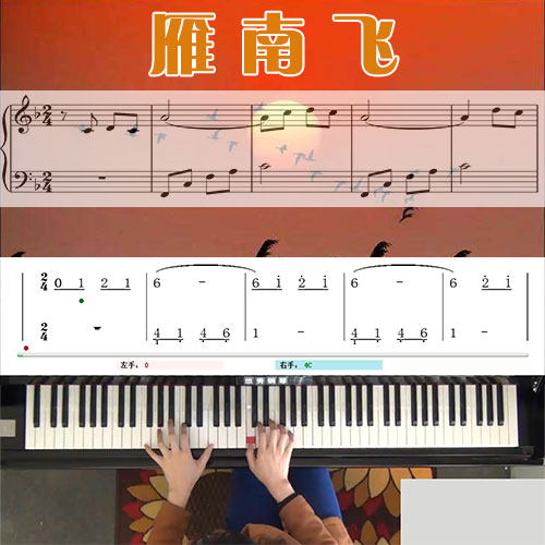 雁南飞 五线谱简谱钢琴教学课程 悠秀