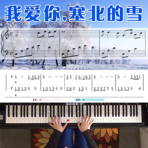 我爱你,塞北的雪 五线谱简谱钢琴教学课程 悠秀