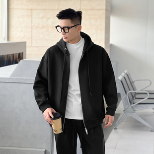 二十二号穿搭重磅1000g双拉链连帽开衫男冬季廓形感保暖外套上衣