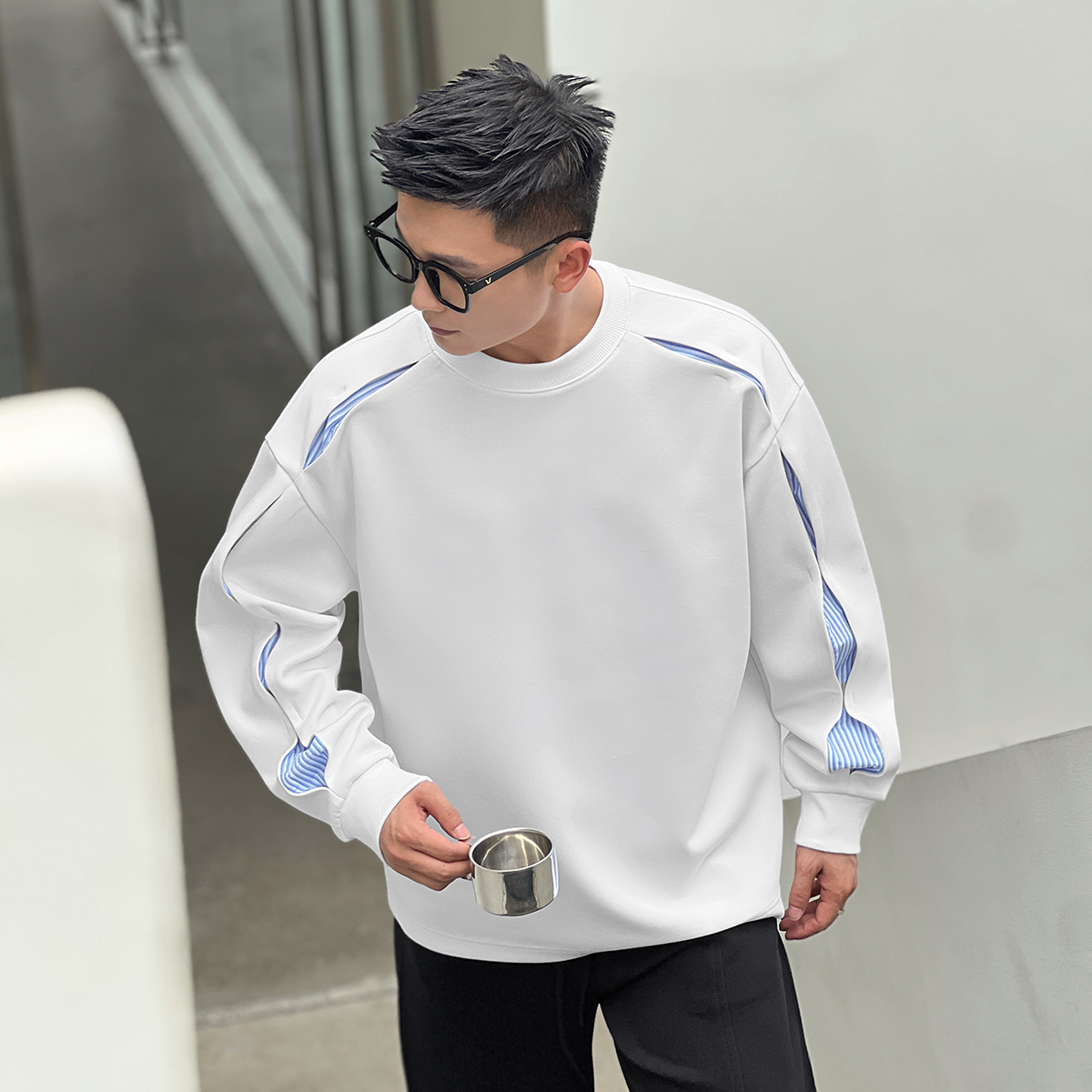 NO22WEAR解构分割高级感痞帅秋季卫衣男设计款长袖T恤内搭打底衫