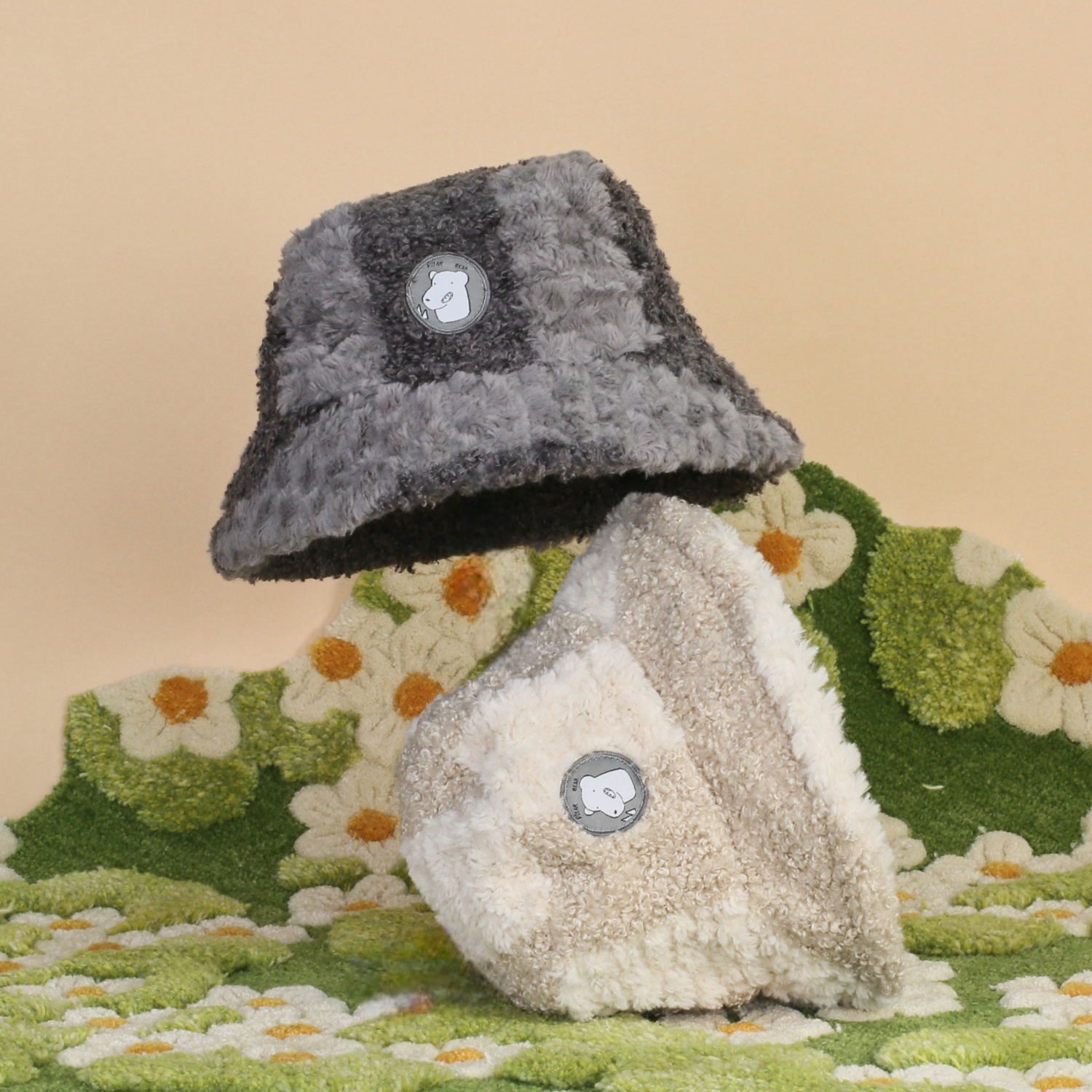 盆帽日韩男女冬插画帽子保暖防风