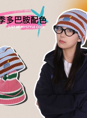 萨刻大头围毛线帽女日系针织帽冷帽潮牌帽子男女秋冬瓜皮帽冬季