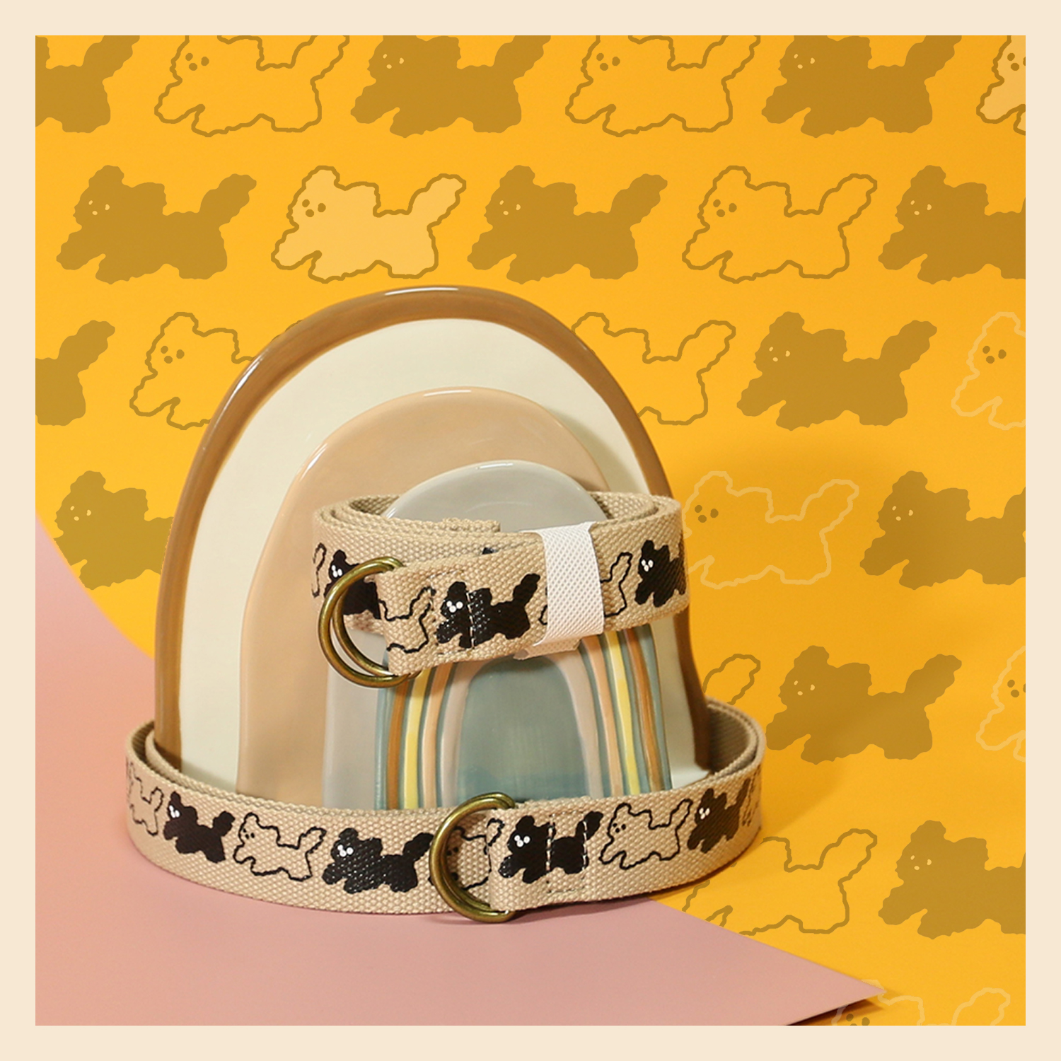 清仓萨刻 帆布腰带软面抖音百搭休闲趣味印花学生男女双环扣原创