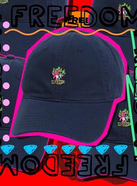 freedom摇滚风格涂鸦棒球帽子春夏防晒透气纯棉鸭舌帽2025新男女