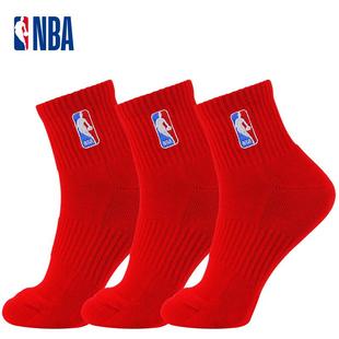 NBA本命年大红色休闲运动袜子毛巾底加厚男士 马年鸿运结婚红棉袜