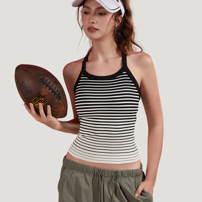 螺纹条纹运动内衣瑜伽文胸