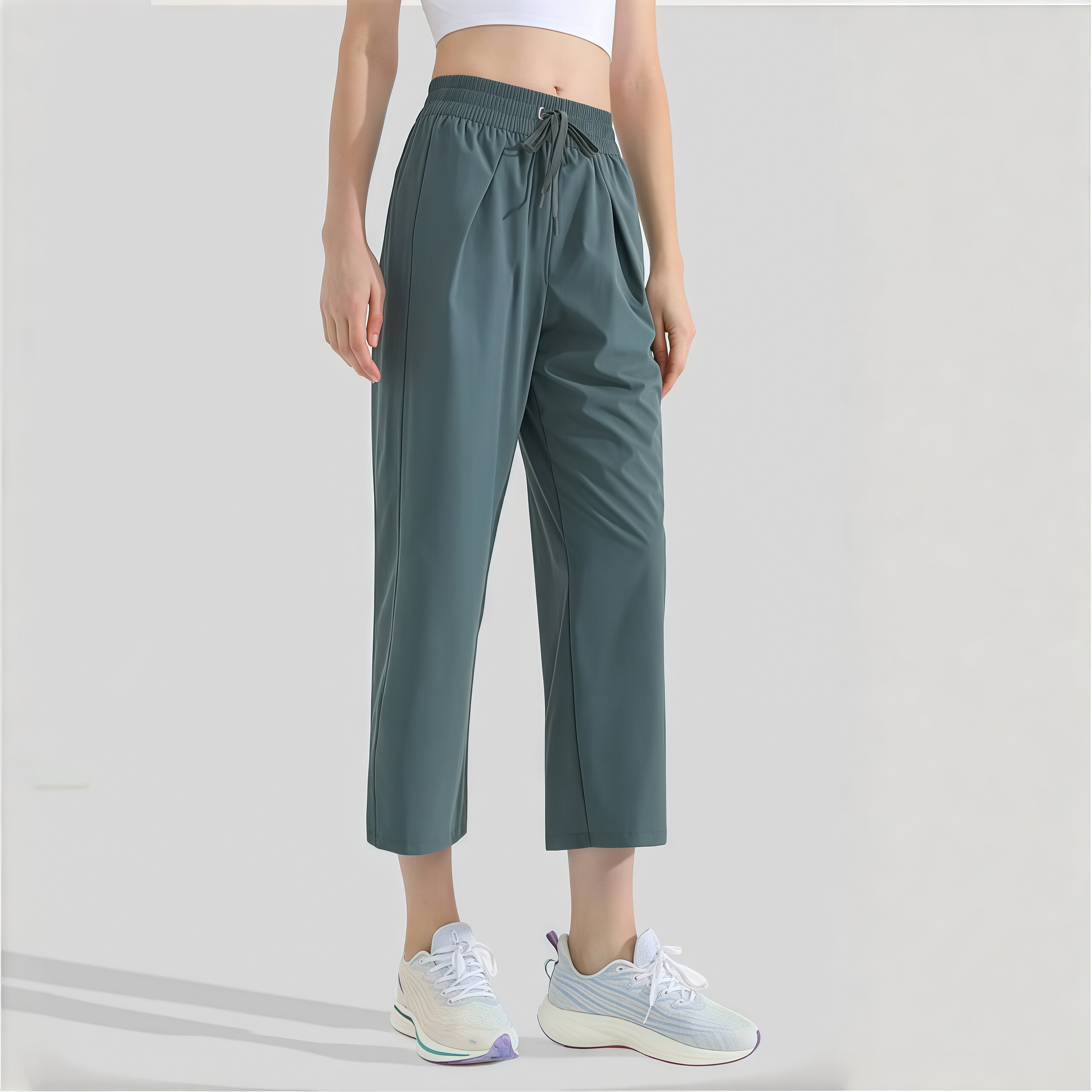 显瘦收胯裤薄款夏季运动休闲八分裤直筒透气速干跑步女裤垂感宽松