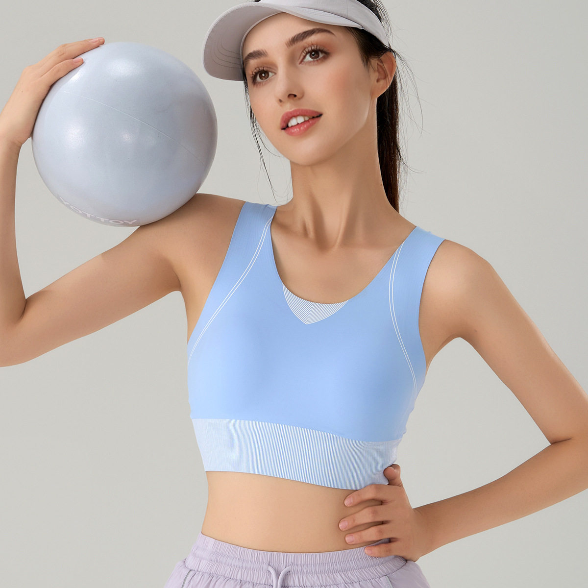 大码防走光运动内衣健身训练背心一体固定胸垫瑜伽文胸普拉提美背