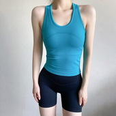 固定胸垫运动内衣中长款 遮副乳外穿 健身文胸透气螺纹工字美背无袖