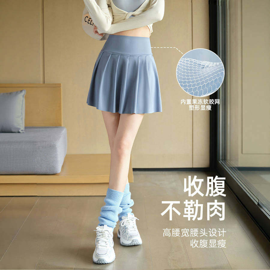 手机大口袋运动短裙显瘦百褶裙