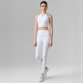 女健身套装 紧身弹力瑜伽服两件套前置拉链运动内衣手机口袋健身裤