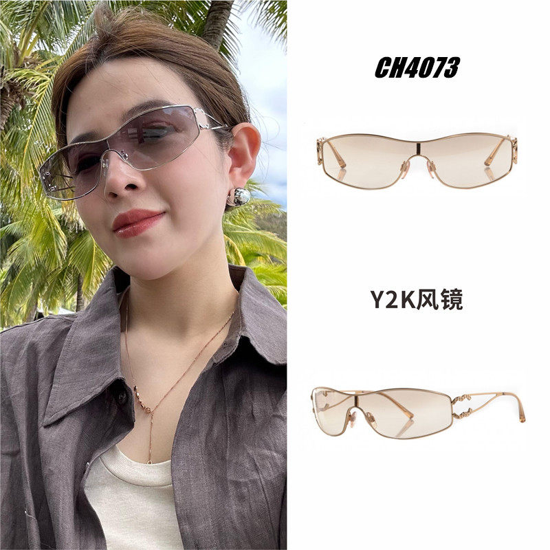 TAYGER\小香CH4073新款猫眼太阳镜女Y2K金属细框茶色墨镜高级感