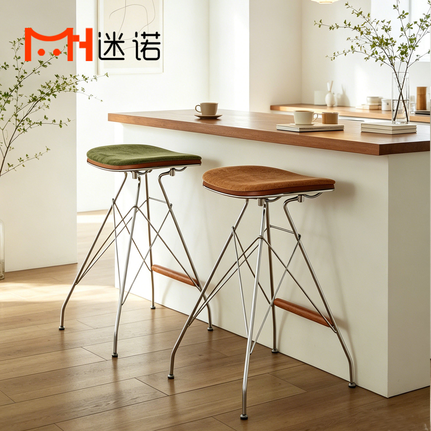 北欧中古铁艺吧台高脚椅图片
