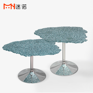 意大利时尚茶几设计师家具极简艺术边几意式轻奢异形高低茶几组合