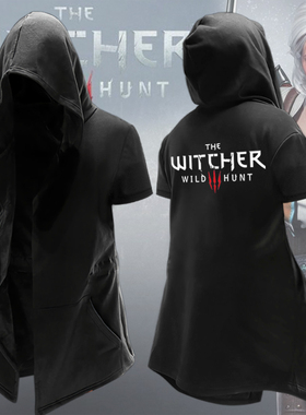 巫师3杰洛特The Witcher 3游戏周边短袖衣服宽松男士拉链长袖风衣