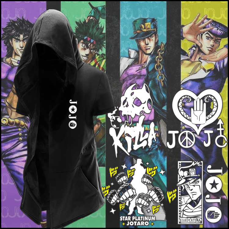 jojo的奇妙冒险周边联名衣服空条承太郎动漫T恤皇后杀手披风衣服