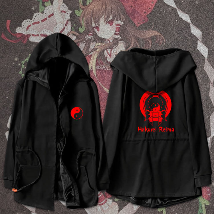 东方project兜帽风衣雷米秋冬韩版中长款卫衣男披风加绒外套动漫