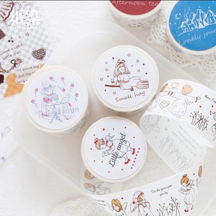 饰素材和纸胶带 盐系脉森系手账日记装 纸染特油胶带 月亮小城系列