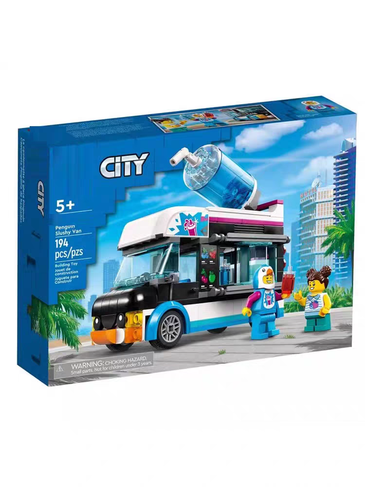 中国积木60384企鹅人冰沙车城市系列儿童益智拼搭积木玩具男礼物
