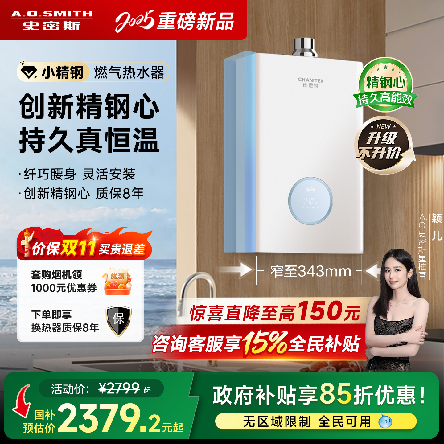 [新品小精钢]史密斯燃气热水器