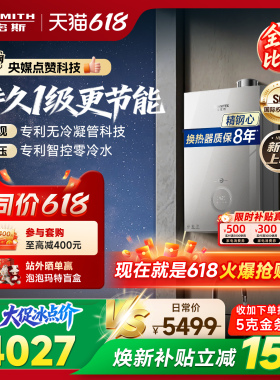 【1级能效新品】AO史密斯佳尼特无冷凝管16L小精钢燃气热水器TJE5