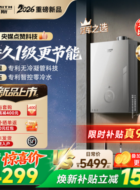 【1级能效新品】AO史密斯佳尼特无冷凝管16L小精钢燃气热水器TJE5